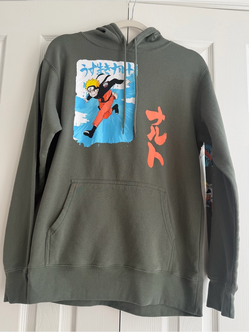 Olive Green Naruto Graphic Hoodie Sweatshirt